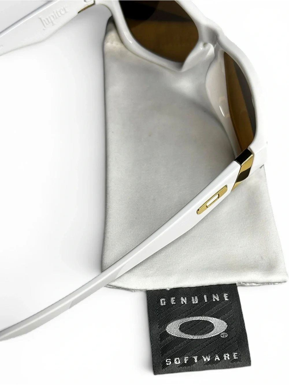 Oakley Jupiter Polished White 24K Gold Iridium Sunglasses 03-249